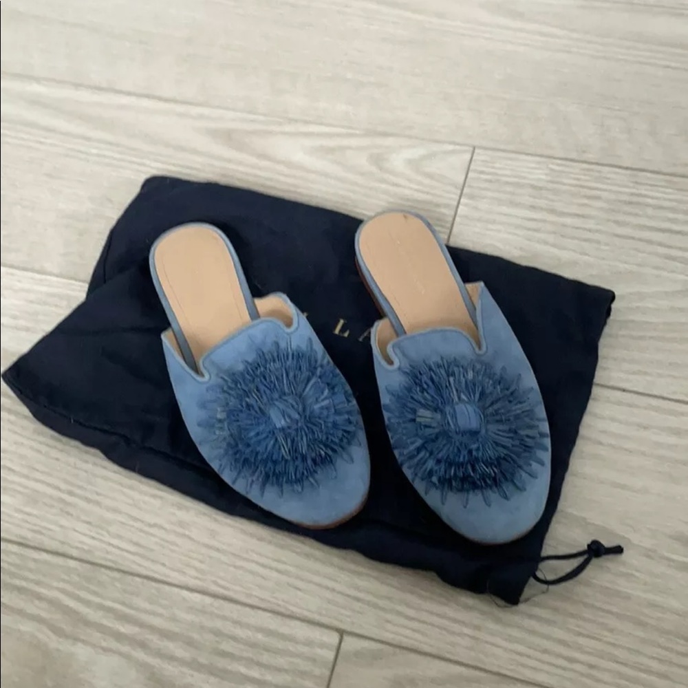 Polo Ralph Lauren Mules / Slip Ons / Callie Raffia - Blue - Size 7.5 - Worn Once